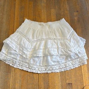 LoveShackFancy White Ruffled Cotton mini Skirt